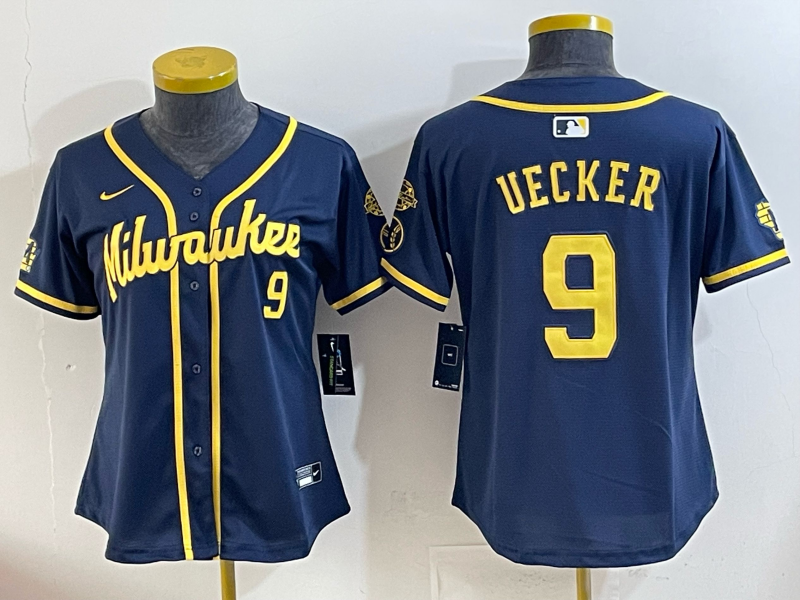 Youth Milwaukee Brewers #9 Uecker blue Nike MLB 2025 Jersey 001